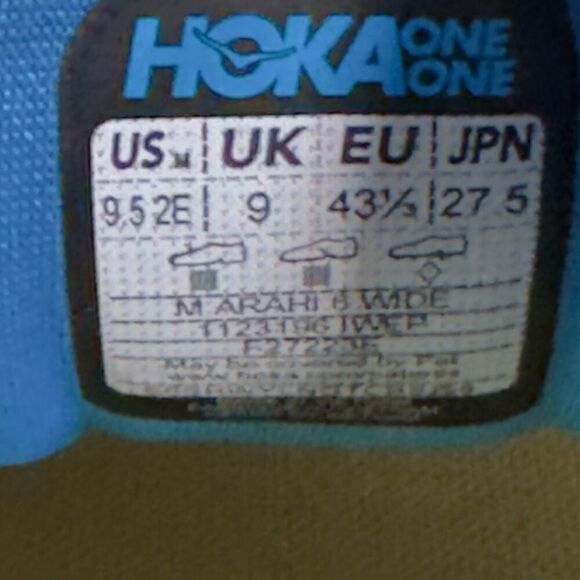 HOKA ONE ONE ARAHI 6 WIDE - Men’s Running Shoes - SIZE 9.5 2E - Picture 9 of 9